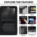 Baridi DH222  70L Under Counter Drinks/Beer & Wine Cooler Fridge, Retro Style, Black