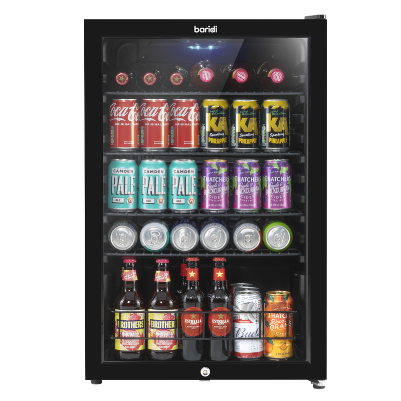 Baridi DH223  115L Under Counter Beer, Drinks & Wine Fridge, Lock, LED Light