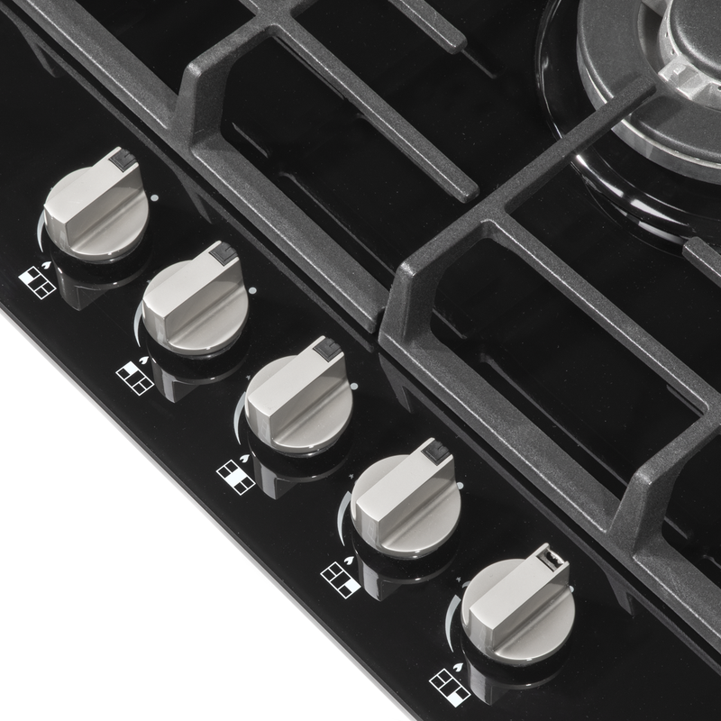 Baridi DH228 Gas Hob with 5 Cooking Zones 70cm - Black