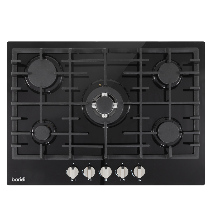 Baridi DH228 Gas Hob with 5 Cooking Zones 70cm - Black