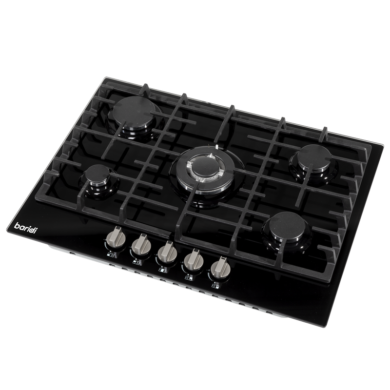 Baridi DH228 Gas Hob with 5 Cooking Zones 70cm - Black