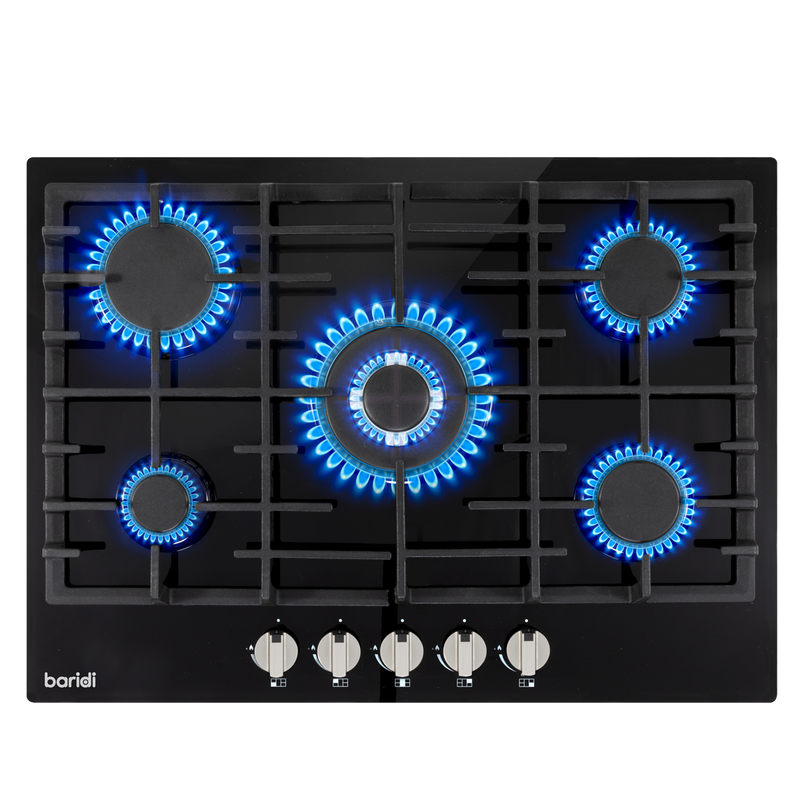 Baridi DH228 Gas Hob with 5 Cooking Zones 70cm - Black