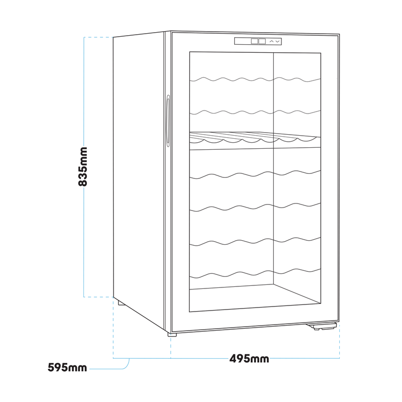 Sealey DH236 Baridi 52 Bottle Dual Zone Wine Cooler, Fridge, Touch Screen Controls, LED - Black