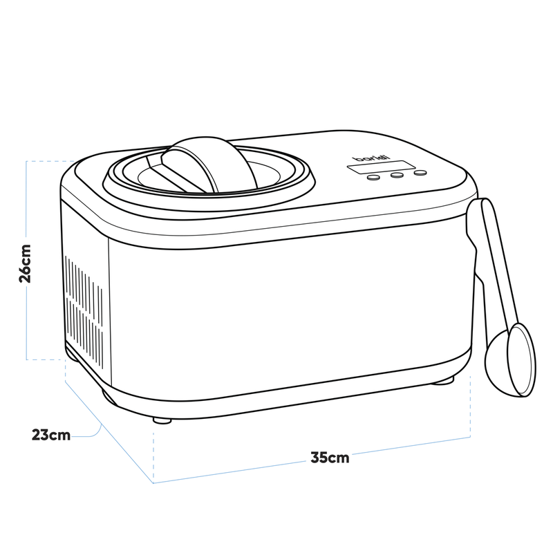 Baridi DH238 Automatic Churning Ice Cream Machine 1L - Black