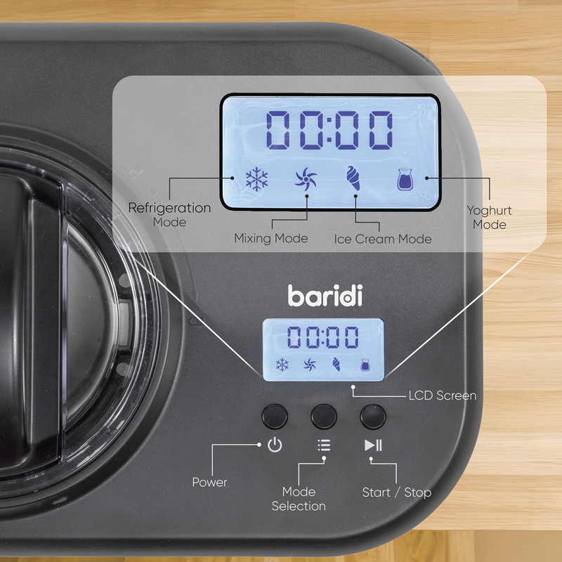 Baridi DH238 Automatic Churning Ice Cream Machine 1L - Black