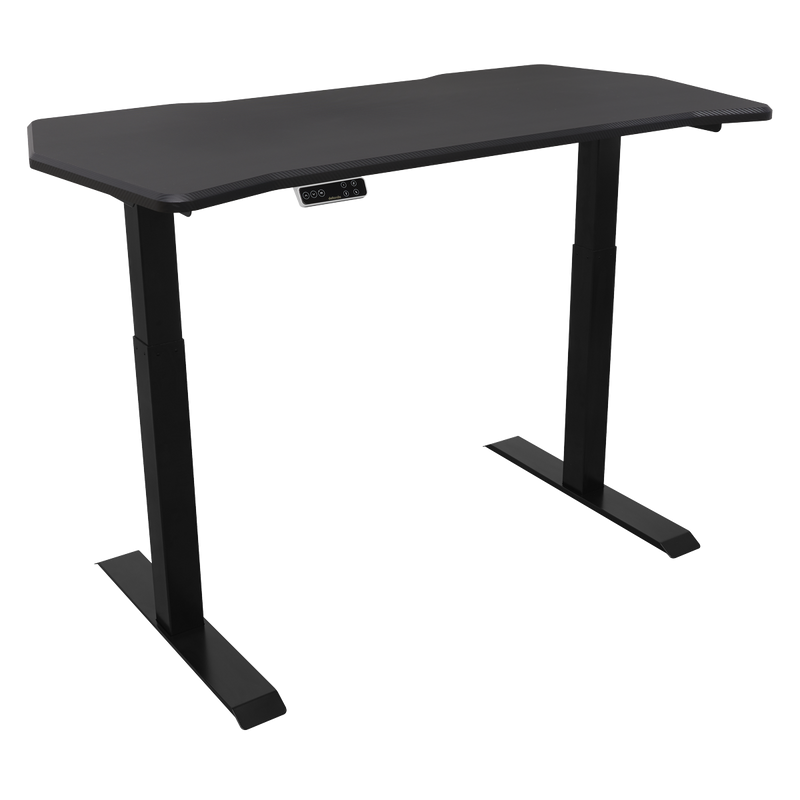 Dellonda DH241 Carbon Fibre Effect Electric Height Adjustable Standing Desk, 1400 x 700mm Dual Motor 100kg