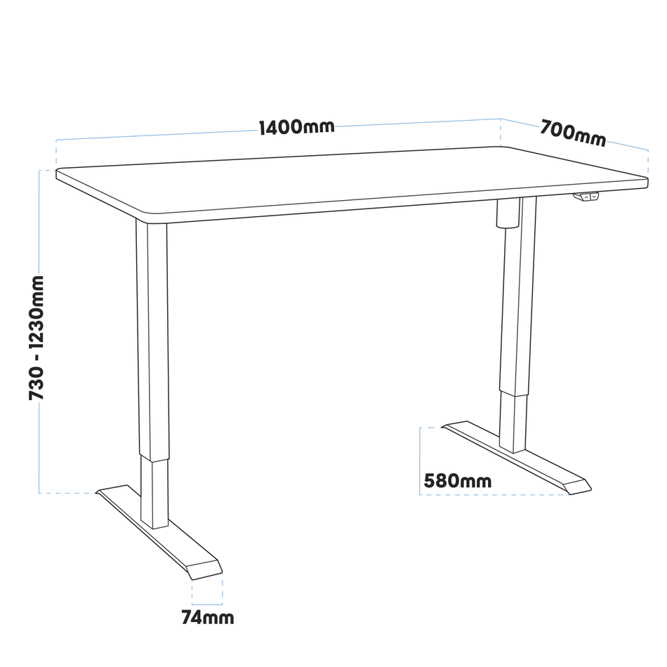 Dellonda DH244 White Electric Height Adjustable Standing Desk with Memory, Quiet, 1400x700mm