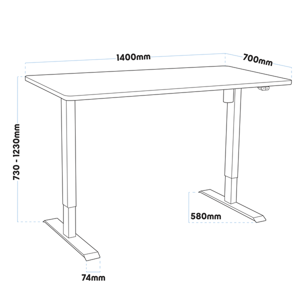 Dellonda DH244 White Electric Height Adjustable Standing Desk with Memory, Quiet, 1400x700mm