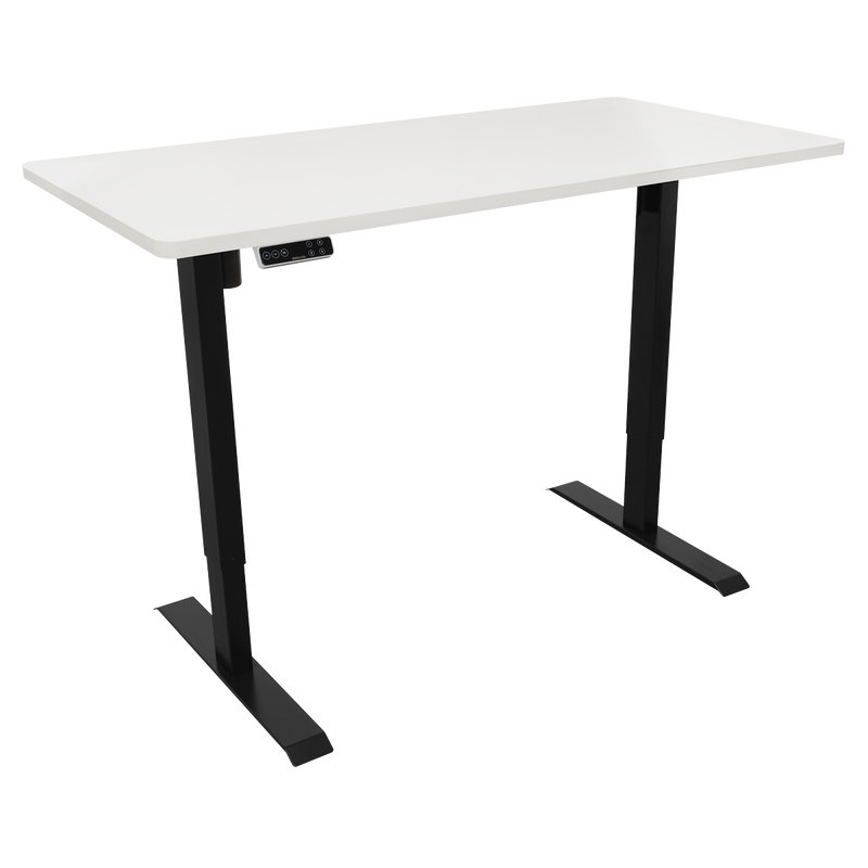 Dellonda DH244 White Electric Height Adjustable Standing Desk with Memory, Quiet, 1400x700mm