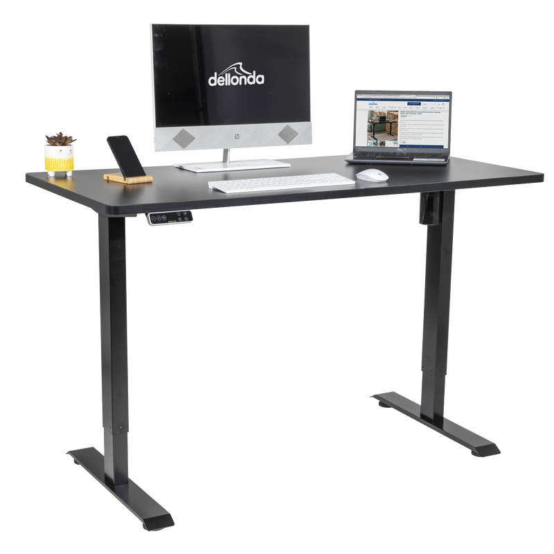 Dellonda DH245 Black Electric Height Adjustable Standing Desk with Memory, Quiet, 1400x700mm