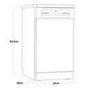 Baridi DH267 Slimline Freestanding Dishwasher 45cm Wide 10 Place Settings - Black