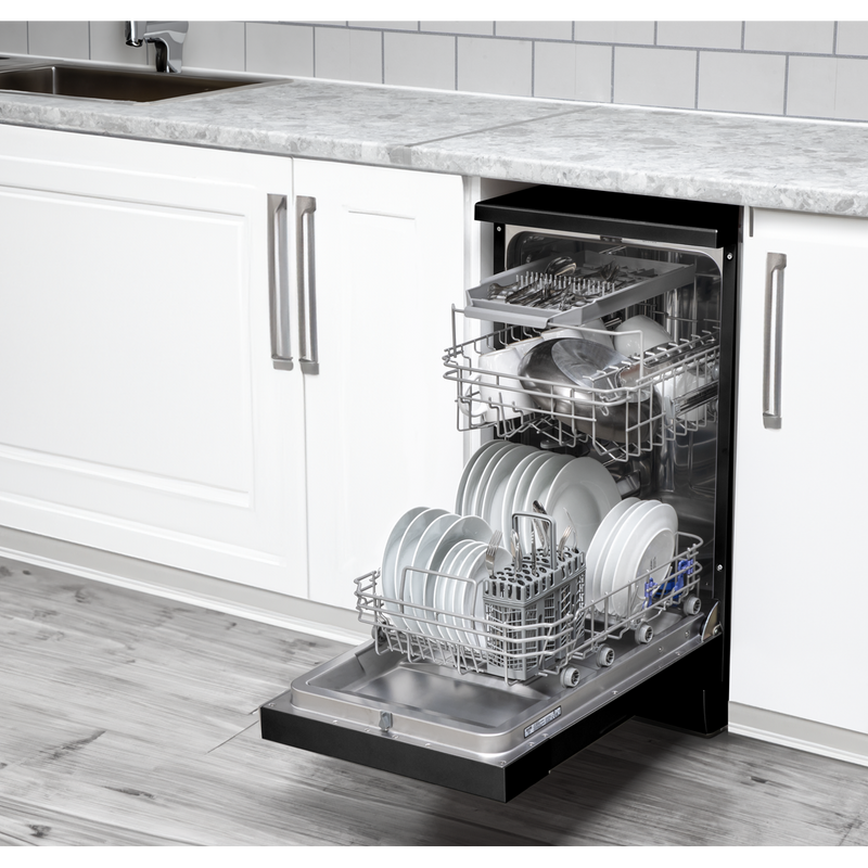 Baridi DH267 Slimline Freestanding Dishwasher 45cm Wide 10 Place Settings - Black