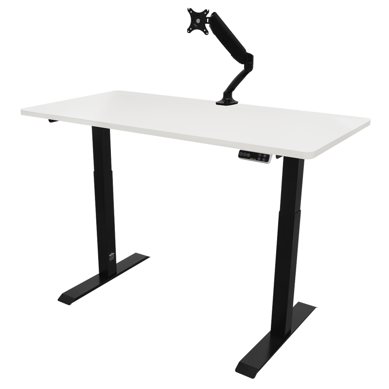 Dellonda DH32 White Electric Height Adjustable Standing Desk, 1400 x 700mm Dual Motor 100kg