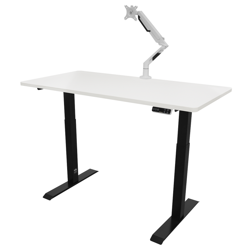 Dellonda DH32 White Electric Height Adjustable Standing Desk, 1400 x 700mm Dual Motor 100kg