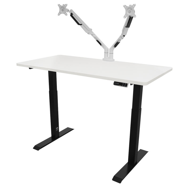 Dellonda DH32 White Electric Height Adjustable Standing Desk, 1400 x 700mm Dual Motor 100kg