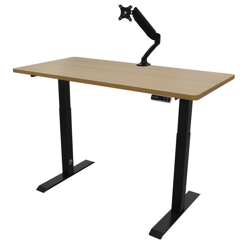 Dellonda DH33 Oak Electric Height Adjustable Standing Desk, 1400 x 700mm Dual Motor 100kg