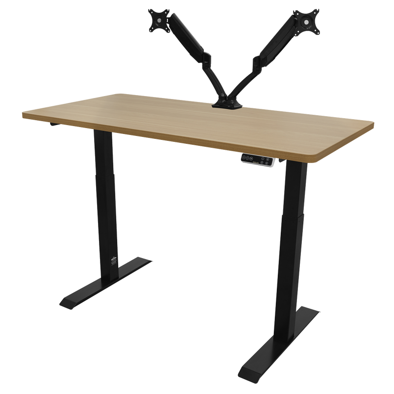 Dellonda DH33 Oak Electric Height Adjustable Standing Desk, 1400 x 700mm Dual Motor 100kg