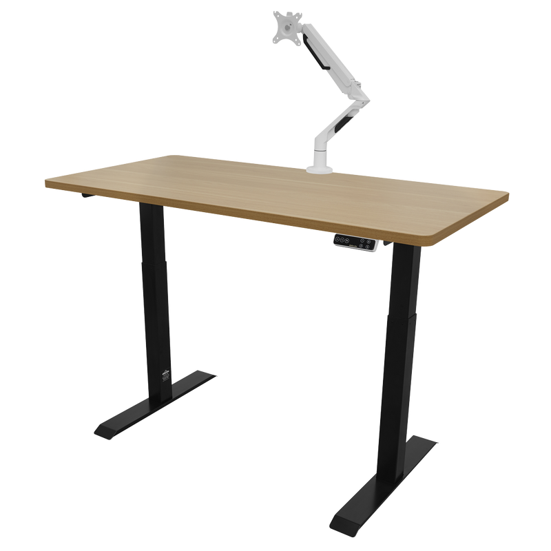 Dellonda DH33 Oak Electric Height Adjustable Standing Desk, 1400 x 700mm Dual Motor 100kg