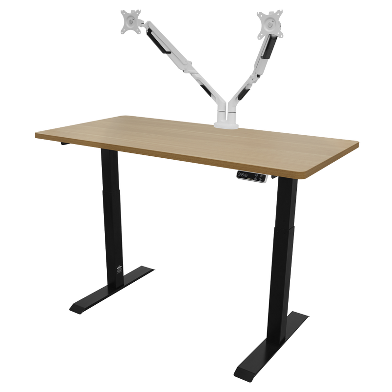 Dellonda DH33 Oak Electric Height Adjustable Standing Desk, 1400 x 700mm Dual Motor 100kg