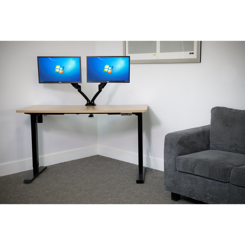 Dellonda DH41 Oak Electric Adjustable-Height Standing Desk with Memory, Quiet & Fast 1400 x 700mm