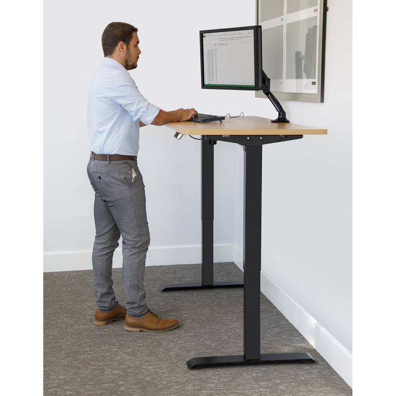 Dellonda DH41 Oak Electric Adjustable-Height Standing Desk with Memory, Quiet & Fast 1400 x 700mm