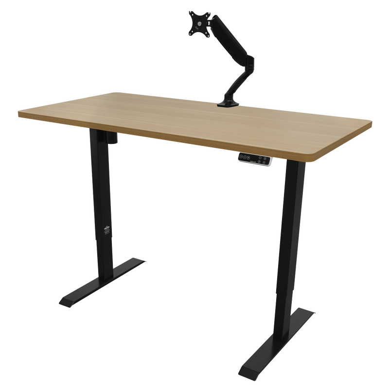 Dellonda DH41 Oak Electric Adjustable-Height Standing Desk with Memory, Quiet & Fast 1400 x 700mm