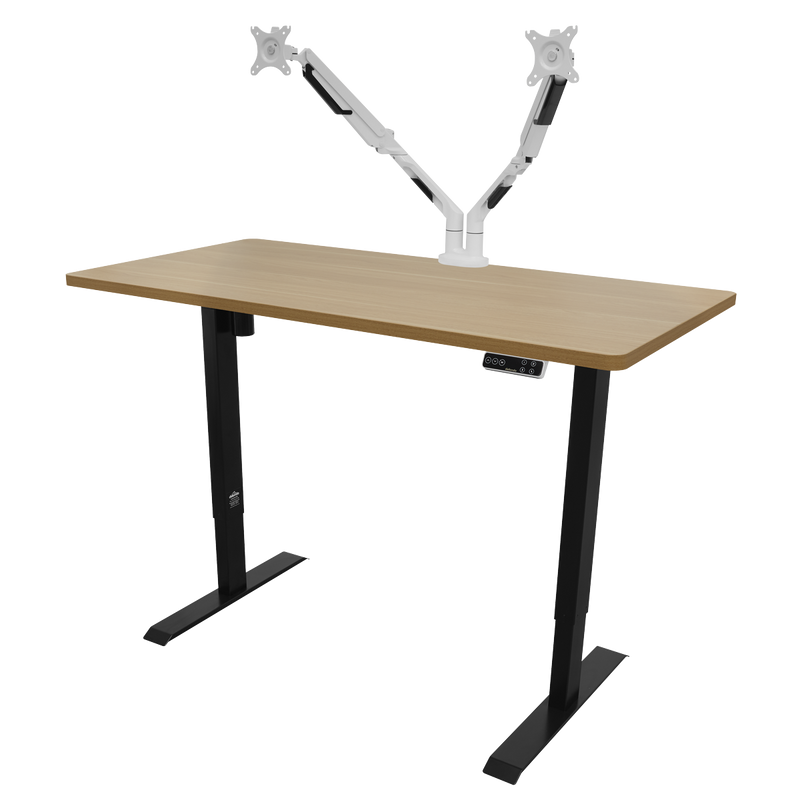 Dellonda DH41 Oak Electric Adjustable-Height Standing Desk with Memory, Quiet & Fast 1400 x 700mm