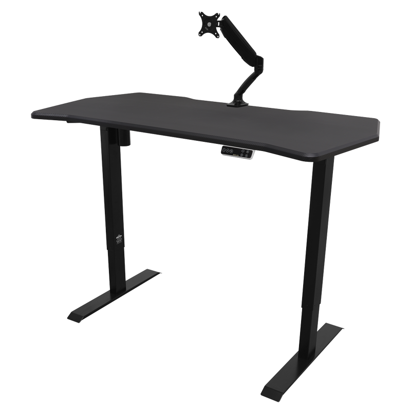 Dellonda DH43 Carbon Fibre Effect Electric Height Adjustable Standing Desk with Memory, Quiet, 1400 x 700mm