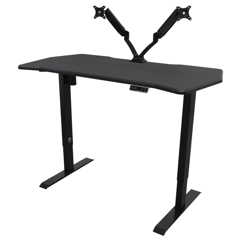 Dellonda DH43 Carbon Fibre Effect Electric Height Adjustable Standing Desk with Memory, Quiet, 1400 x 700mm