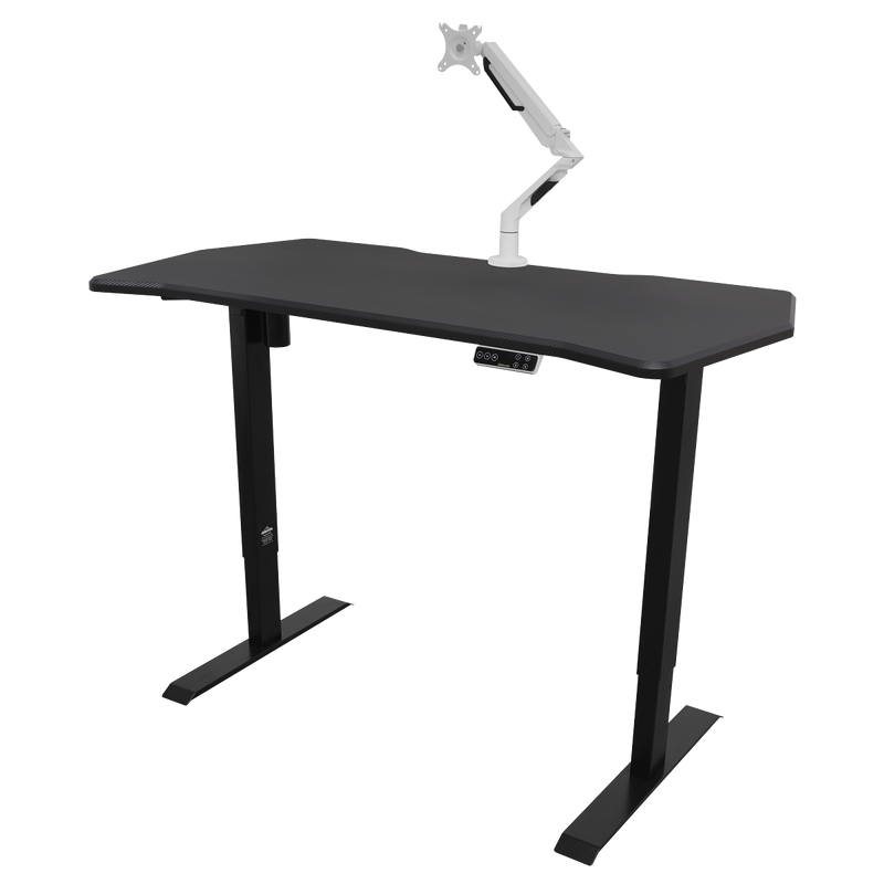Dellonda DH43 Carbon Fibre Effect Electric Height Adjustable Standing Desk with Memory, Quiet, 1400 x 700mm