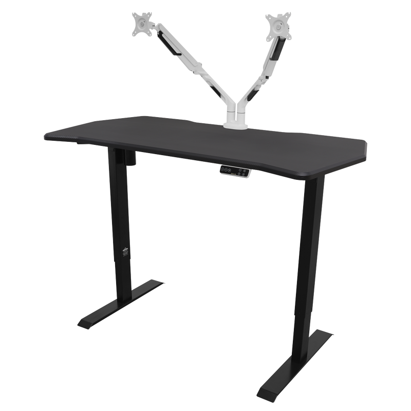 Dellonda DH43 Carbon Fibre Effect Electric Height Adjustable Standing Desk with Memory, Quiet, 1400 x 700mm