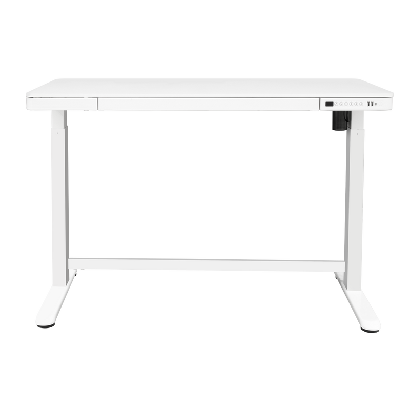 Dellonda DH54 Dellonda White Electric Adjustable Standing Desk with USB & Drawer, 1200 x 600mm