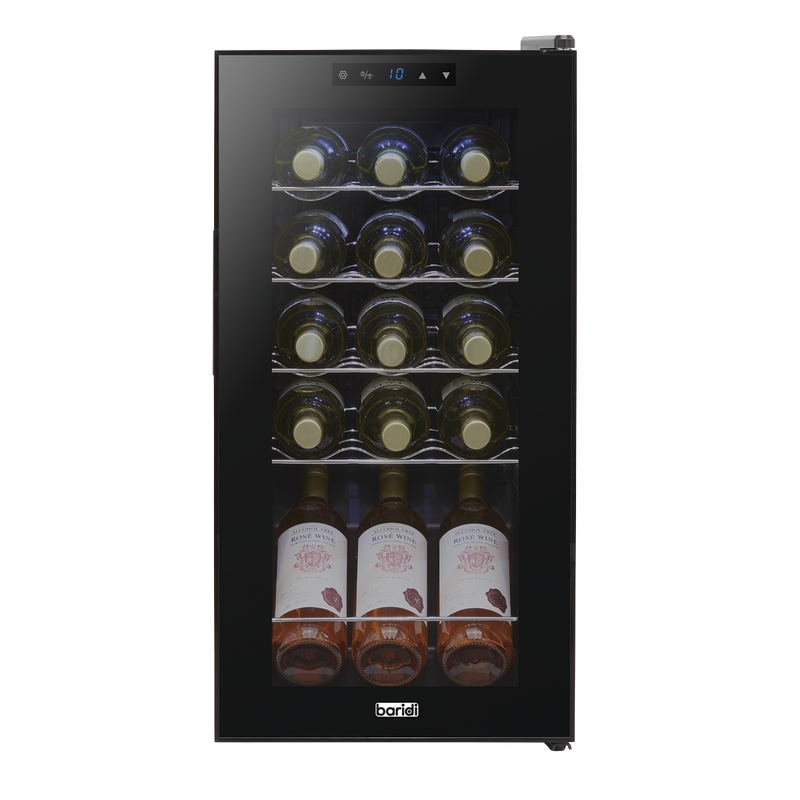 Baridi DH5  15 Bottle Wine Fridge with Digital Touchscreen Controls & LED Light, Black
