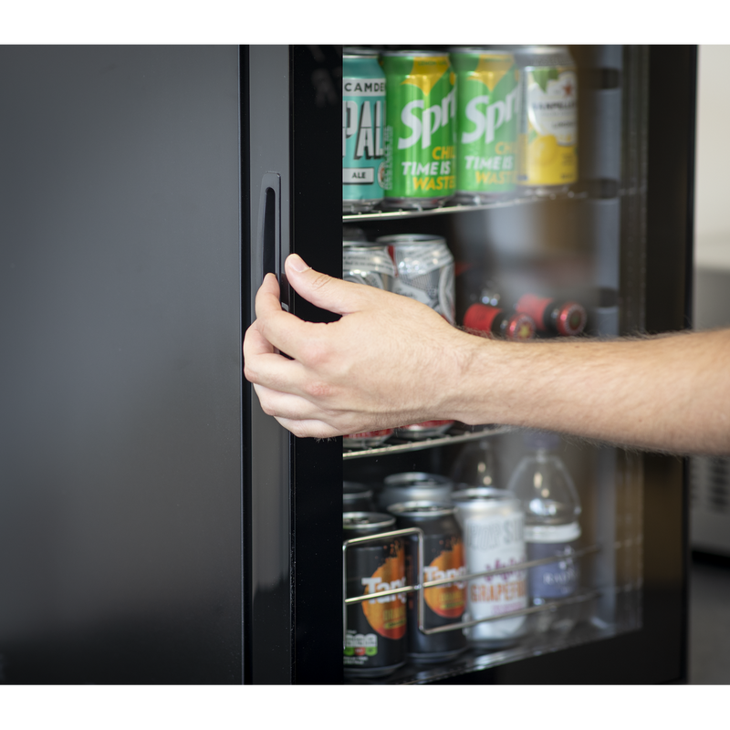 Baridi DH62  60L Beer & Drinks Fridge with LED Light, Black and Glass Door
