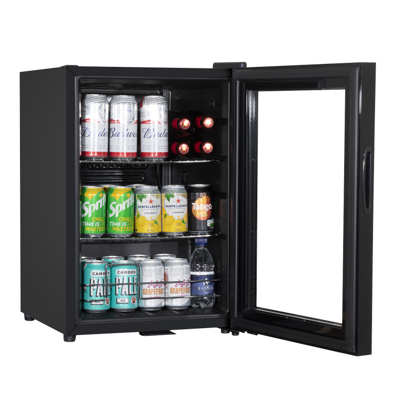 Baridi DH62  60L Beer & Drinks Fridge with LED Light, Black and Glass Door