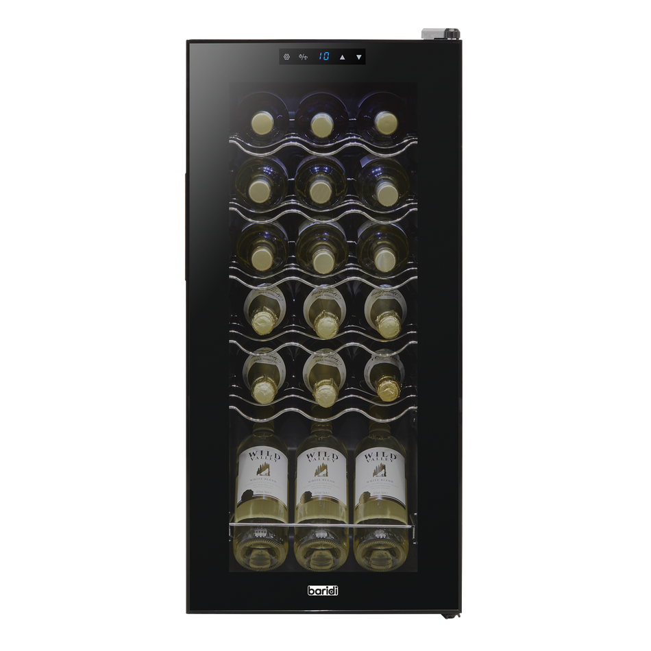 Baridi DH6  18 Bottle Wine Fridge with Digital Touchscreen Controls & LED Light, Black