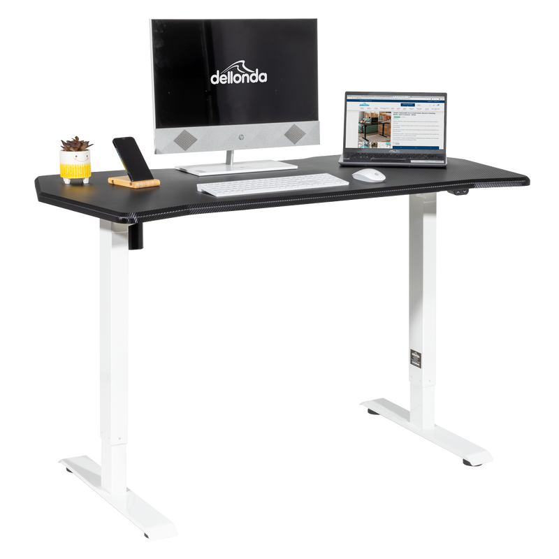 Dellonda DH70 Single Motor Ultra-Quiet Adjustable-Height Electric Sit/Stand Desk - Carbon Fibre Effect Desktop