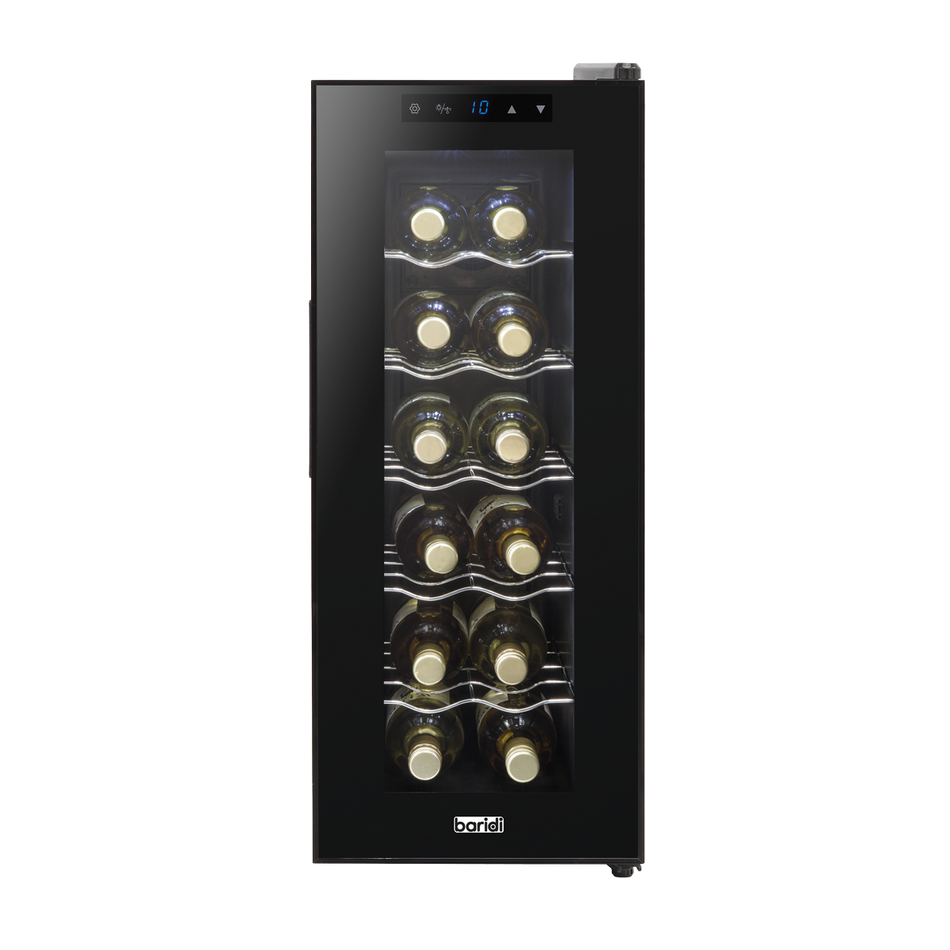 Baridi DH73  12 Bottle Wine Cooler with Digital Touchscreen Controls & LED Light, Black