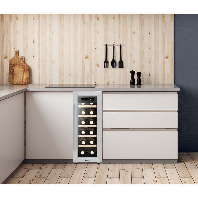 Sealey DH74 Baridi 12 Bottle Wine Cooler with Digital Touchscreen Controls & LED Light, Stainless Steel