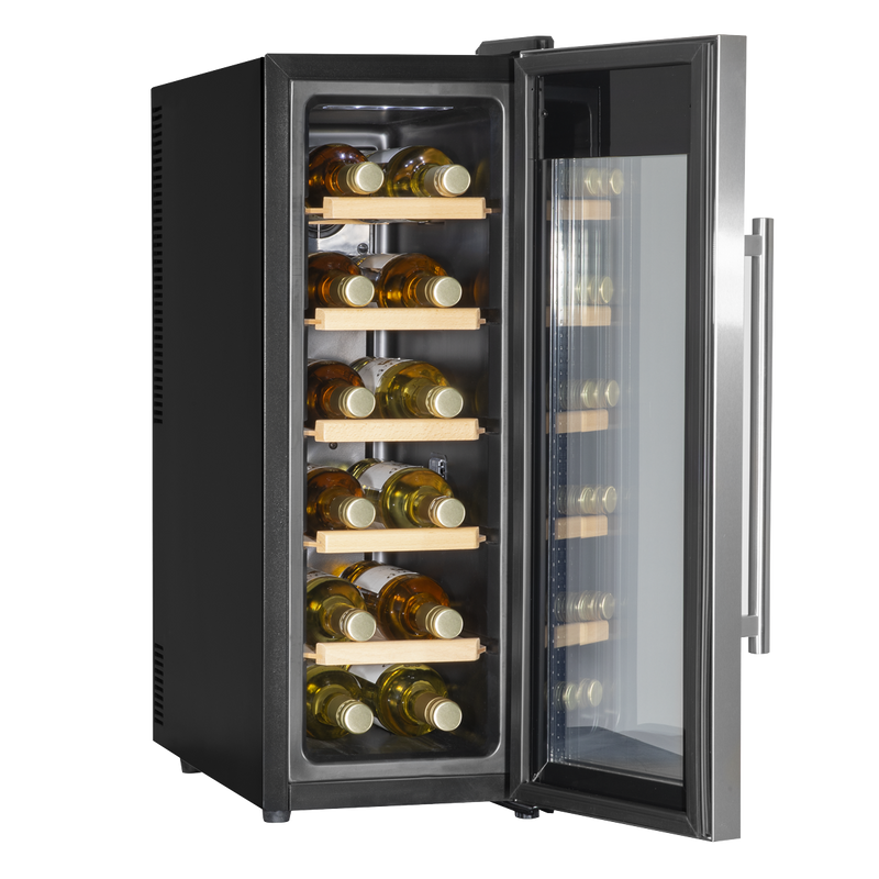 Sealey DH74 Baridi 12 Bottle Wine Cooler with Digital Touchscreen Controls & LED Light, Stainless Steel