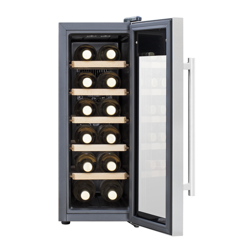 Sealey DH74 Baridi 12 Bottle Wine Cooler with Digital Touchscreen Controls & LED Light, Stainless Steel