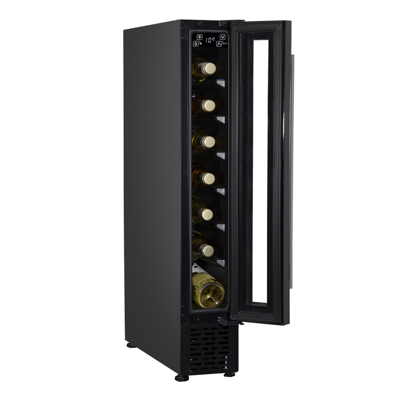 Sealey DH76 Baridi 7 Bottle 15cm Slim Wine Cooler with Digital Touchscreen Controls, Black