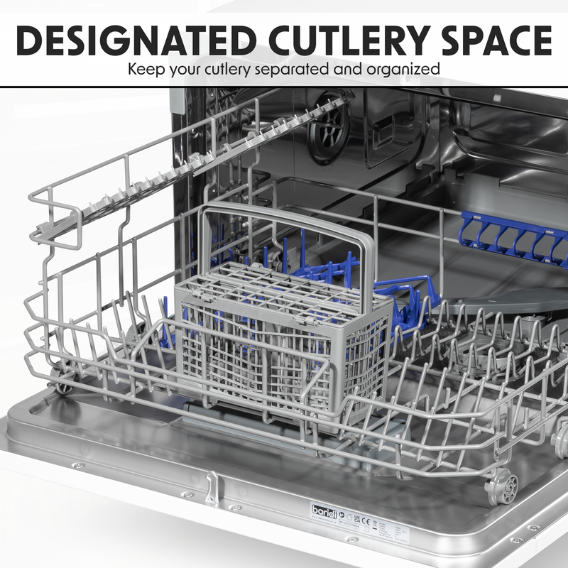 Baridi DH83  Compact Tabletop Dishwasher 6 Place Settings, 6 Programmes, Low Noise, 6.5L Cycle, Start Delay - White