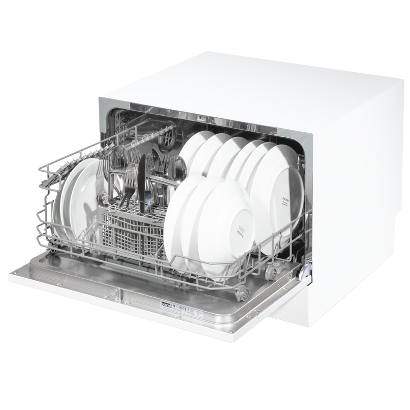 Baridi DH83  Compact Tabletop Dishwasher 6 Place Settings, 6 Programmes, Low Noise, 6.5L Cycle, Start Delay - White