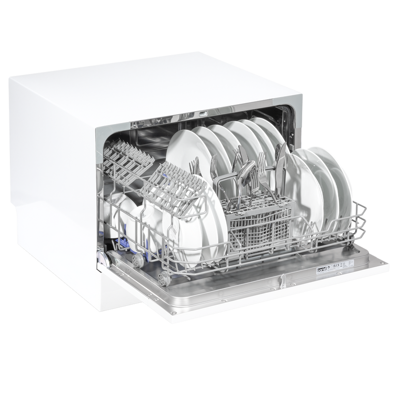 Baridi DH83  Compact Tabletop Dishwasher 6 Place Settings, 6 Programmes, Low Noise, 6.5L Cycle, Start Delay - White