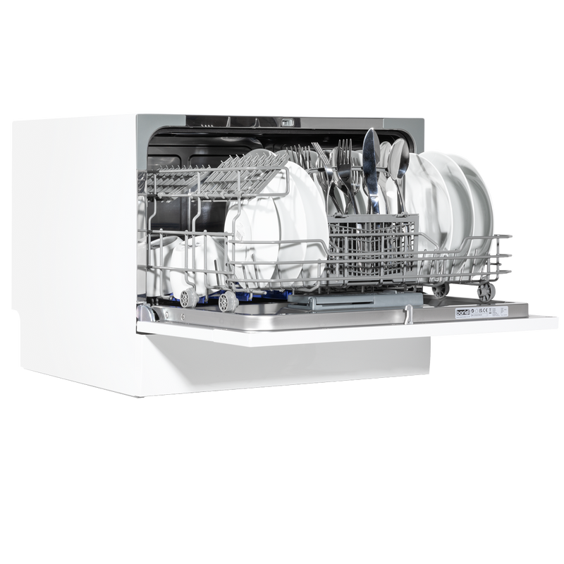 Baridi DH83  Compact Tabletop Dishwasher 6 Place Settings, 6 Programmes, Low Noise, 6.5L Cycle, Start Delay - White