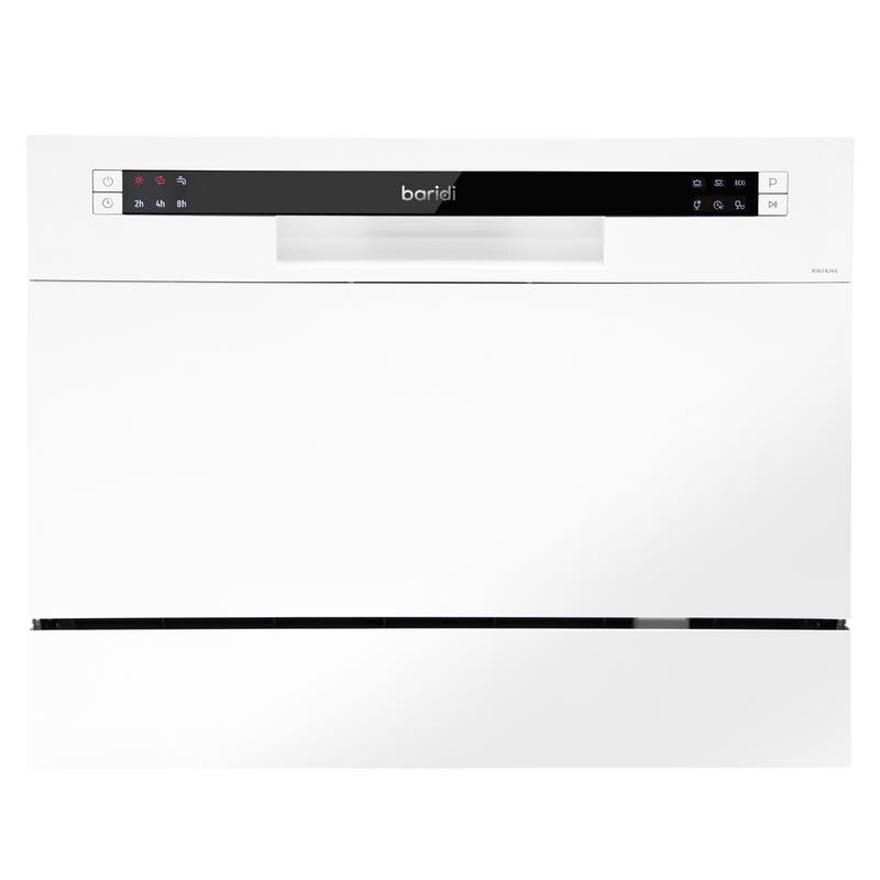Baridi DH83  Compact Tabletop Dishwasher 6 Place Settings, 6 Programmes, Low Noise, 6.5L Cycle, Start Delay - White