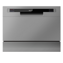 Baridi DH84  Compact Tabletop Dishwasher 6 Place Settings, 6 Programmes, Low Noise, 6.5L Cycle, Start Delay - Silver