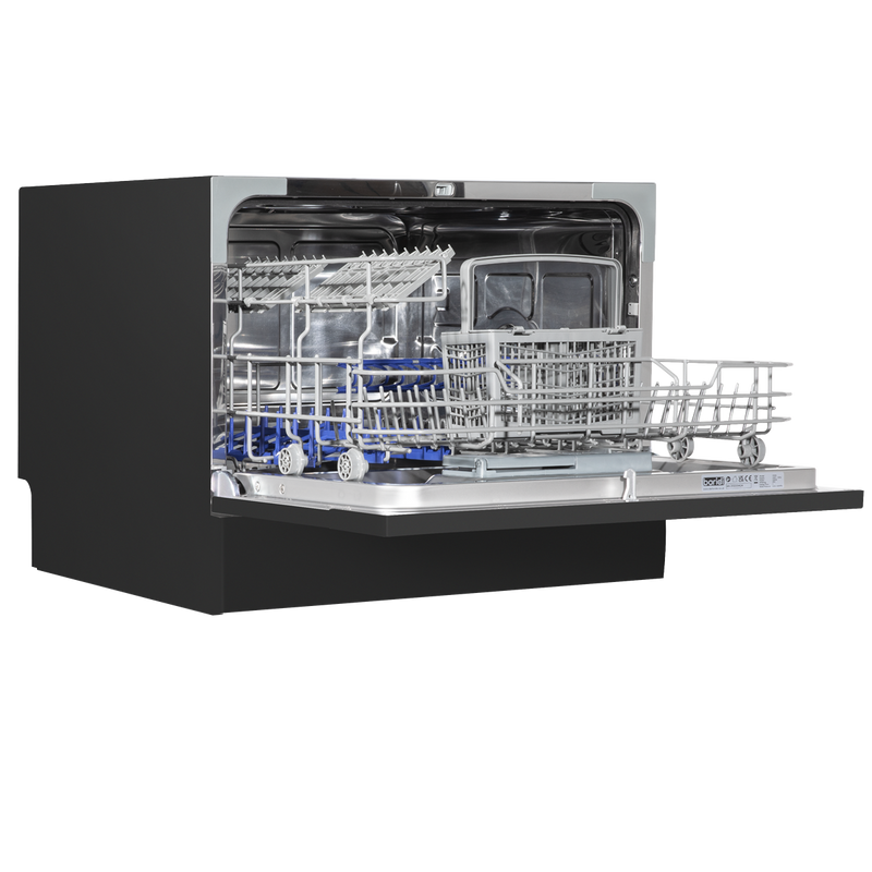 Baridi DH85  Compact Tabletop Dishwasher 6 Place Settings, 6 Programmes, Low Noise, 6.5L Cycle, Start Delay - Black