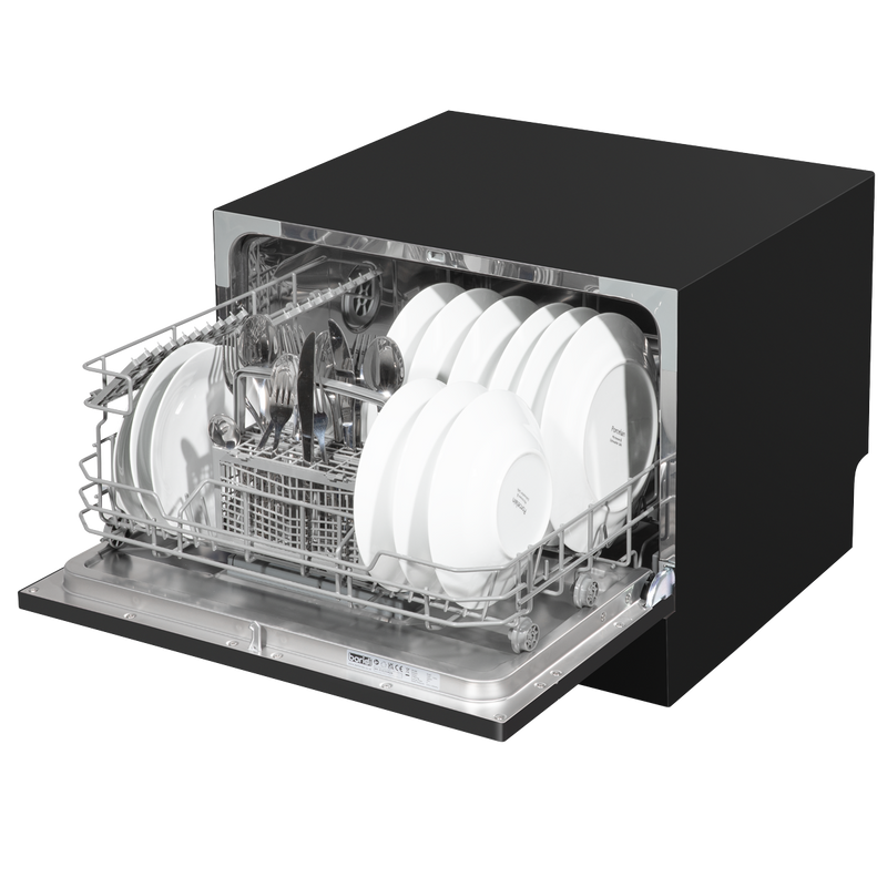 Baridi DH85  Compact Tabletop Dishwasher 6 Place Settings, 6 Programmes, Low Noise, 6.5L Cycle, Start Delay - Black